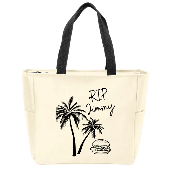 Rest In Peace Jimmy Cheeseburger Palm Trees Zip Tote Bag