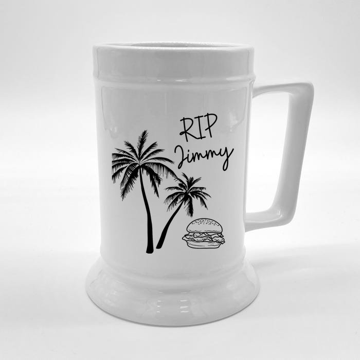 Rest In Peace Jimmy Cheeseburger Palm Trees Front & Back Beer Stein