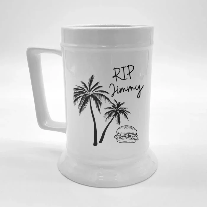 Rest In Peace Jimmy Cheeseburger Palm Trees Front & Back Beer Stein