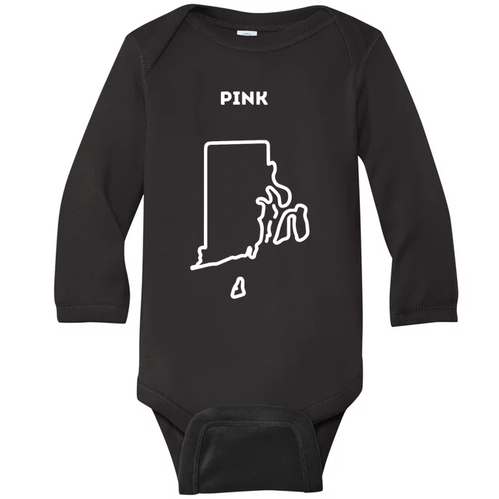 Rhode Island Pink Baby Long Sleeve Bodysuit