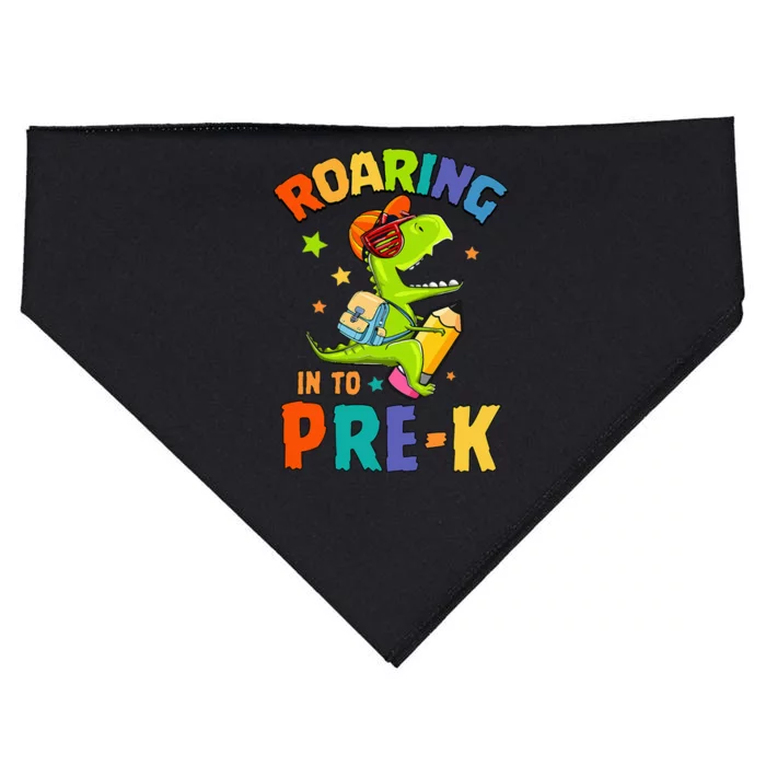 Roaring Into PreK T Rex Dinosaur Back To School USA-Made Doggie Bandana