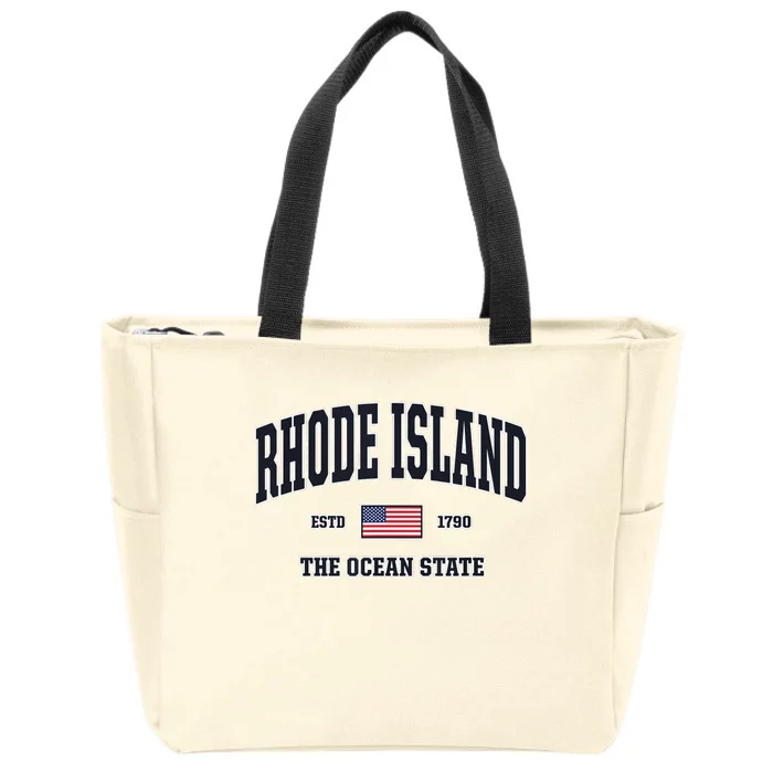 Rhode Island Patriotic American Flag Veteran Gifts Zip Tote Bag