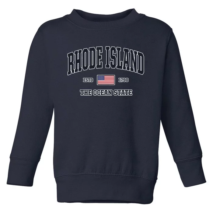 Rhode Island Patriotic American Flag Veteran Gifts Toddler Sweatshirt