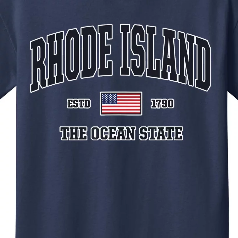 Rhode Island Patriotic American Flag Veteran Gifts Kids T-Shirt