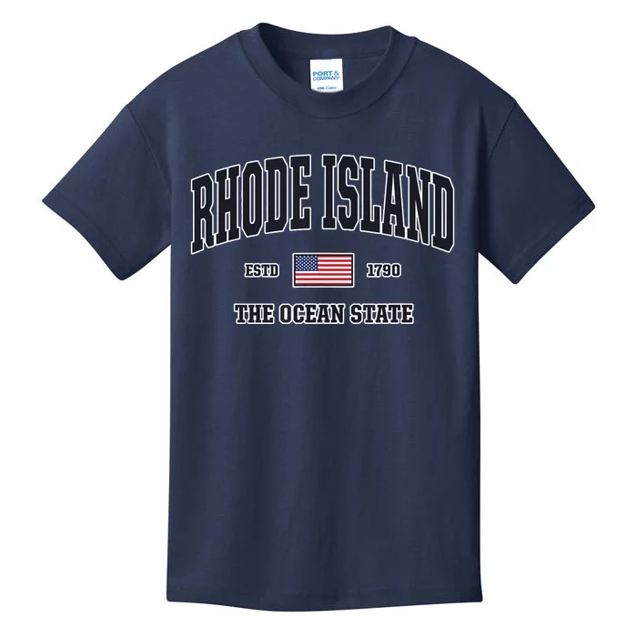 Rhode Island Patriotic American Flag Veteran Gifts Kids T-Shirt