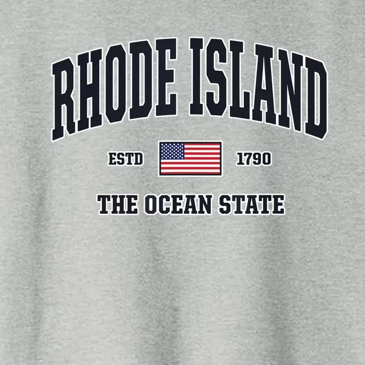 Rhode Island Patriotic American Flag Veteran Gifts Women's Crop Top Tee