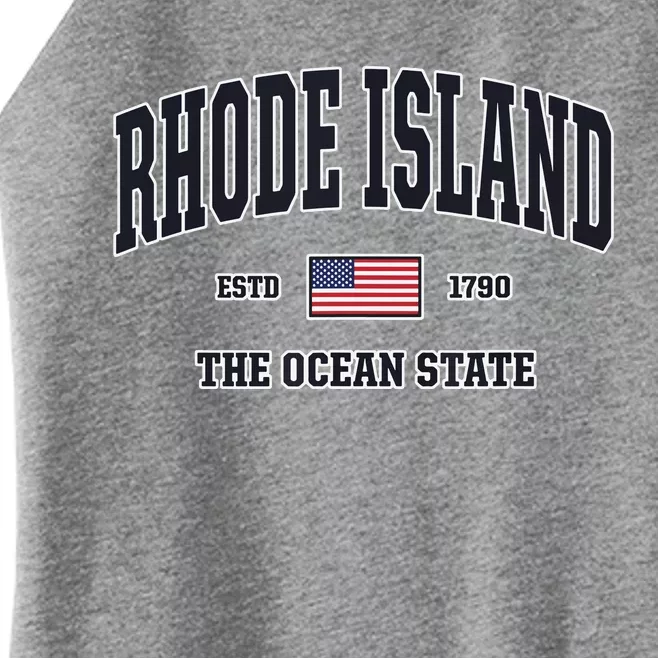 Rhode Island Patriotic American Flag Veteran Gifts Women’s Perfect Tri Rocker Tank