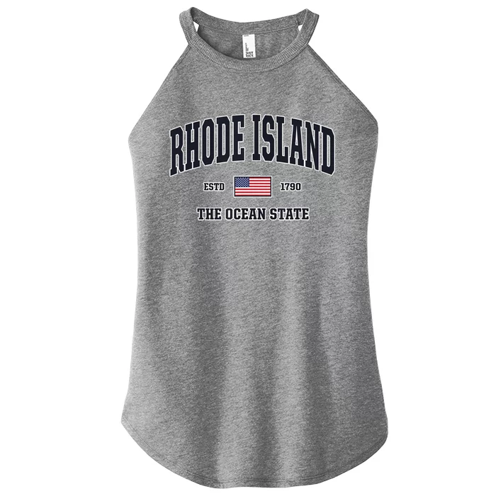 Rhode Island Patriotic American Flag Veteran Gifts Women’s Perfect Tri Rocker Tank