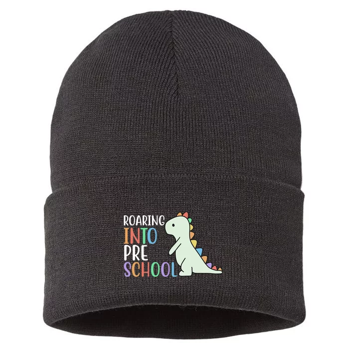 Roaring Into Pre School Cute Dinosaur Sustainable Knit Beanie