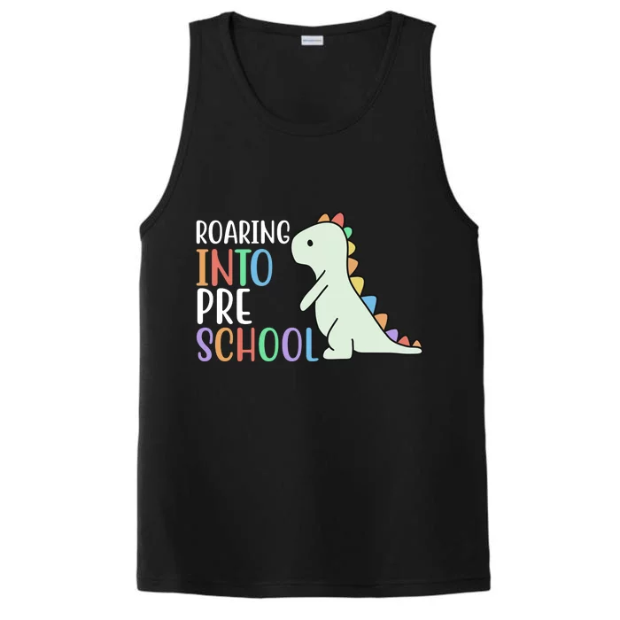 Roaring Into Pre School Cute Dinosaur Performance Tank