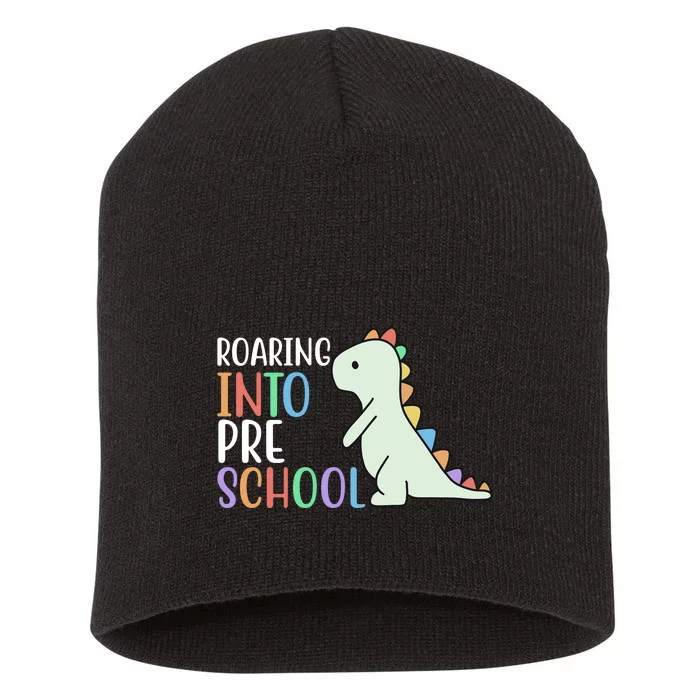 Roaring Into Pre School Cute Dinosaur Short Acrylic Beanie