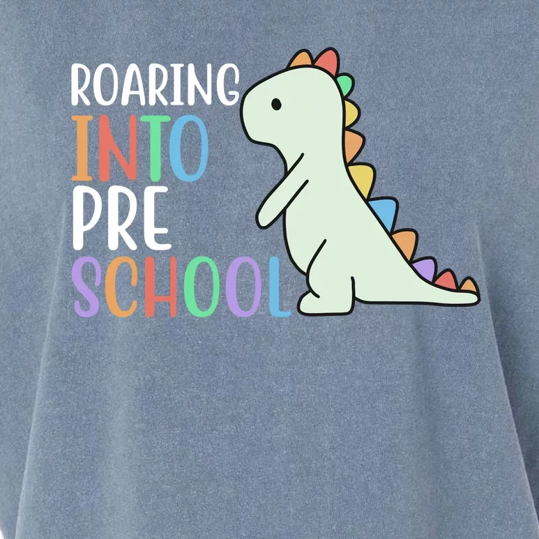 Roaring Into Pre School Cute Dinosaur Garment-Dyed Women's Muscle Tee