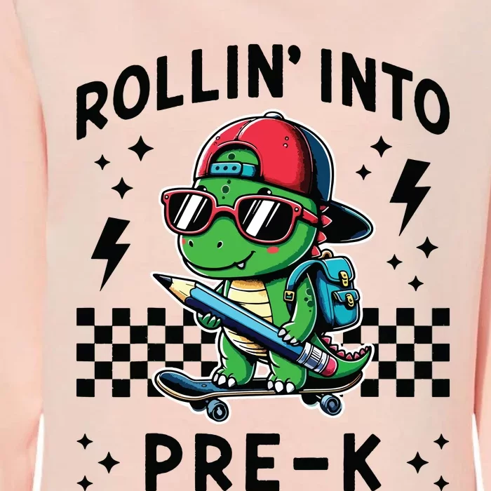 Rollin Into Pre K Dinosaur First Day Prek Im Ready For Prek Womens California Wash Sweatshirt