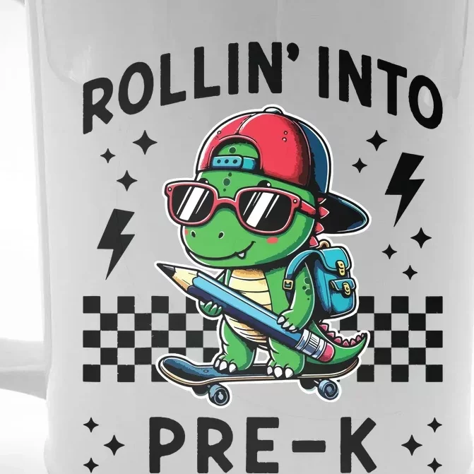 Rollin Into Pre K Dinosaur First Day Prek Im Ready For Prek Front & Back Beer Stein