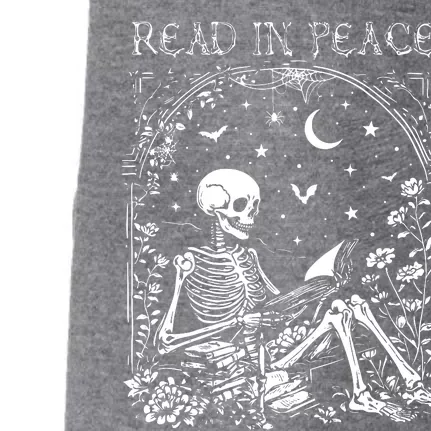 Read In Peace Skeleton Reading Teacher Spooky Halloween Doggie 3-End Fleece Hoodie