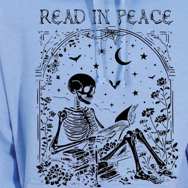 Read In Peace Skeleton Reading Teacher Spooky Halloween Unisex Surf Hoodie