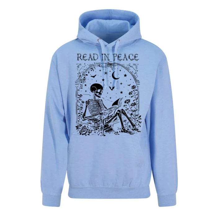 Read In Peace Skeleton Reading Teacher Spooky Halloween Unisex Surf Hoodie