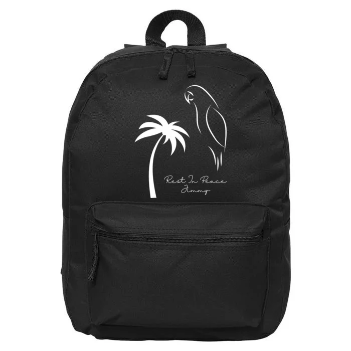 Rest In Peace Parrot Palm Tree Music Lovers Remembrance 16 in Basic Backpack