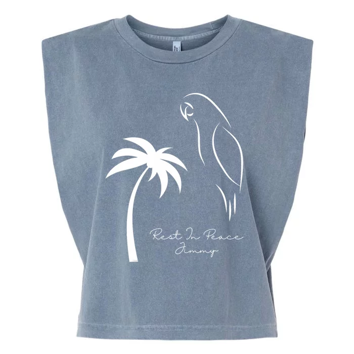 Rest In Peace Parrot Palm Tree Music Lovers Remembrance Garment-Dyed Women's Muscle Tee