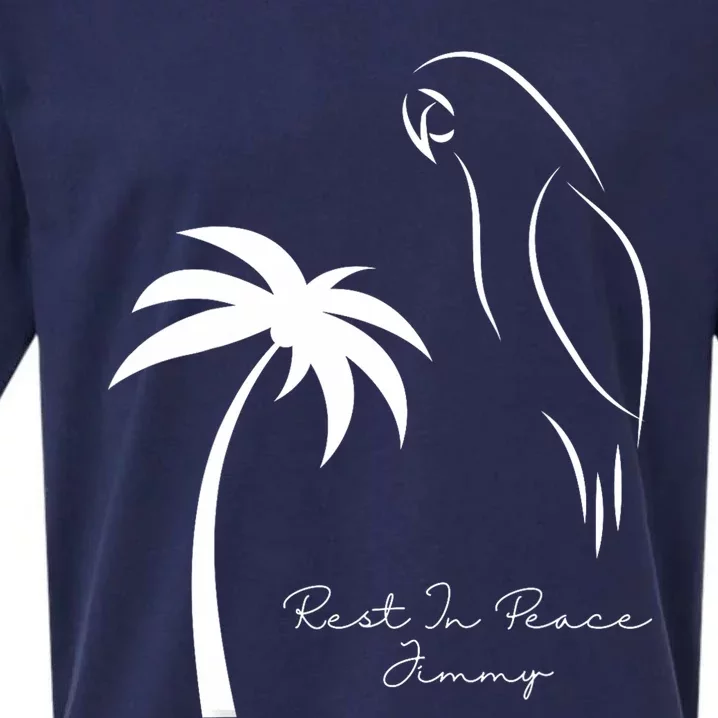 Rest In Peace Parrot Palm Tree Music Lovers Remembrance Sueded Cloud Jersey T-Shirt