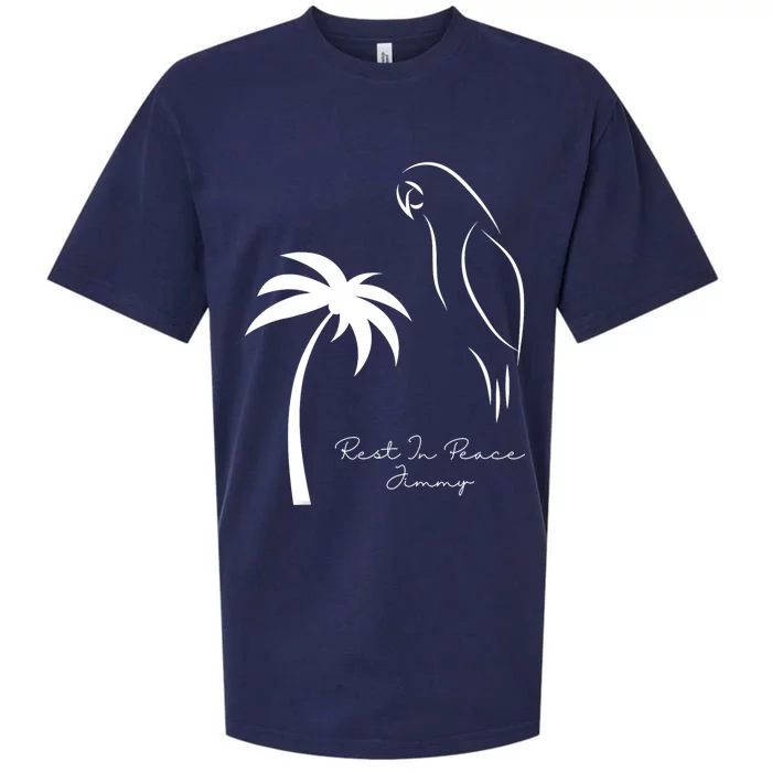 Rest In Peace Parrot Palm Tree Music Lovers Remembrance Sueded Cloud Jersey T-Shirt