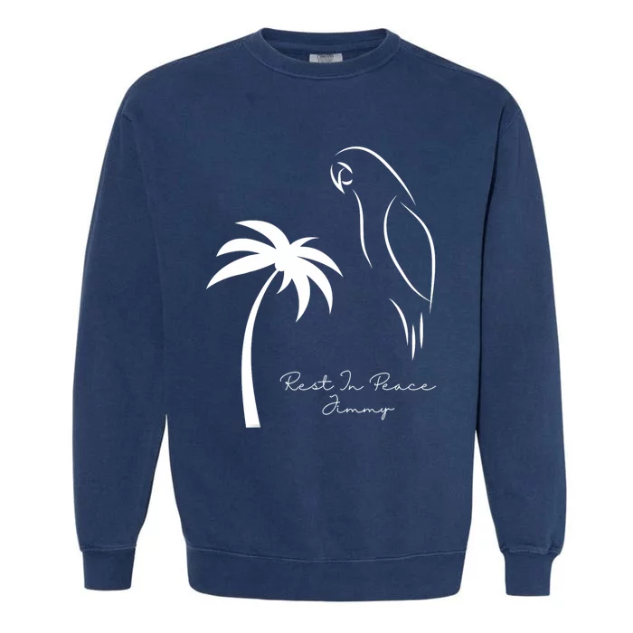 Rest In Peace Parrot Palm Tree Music Lovers Remembrance Garment-Dyed Sweatshirt