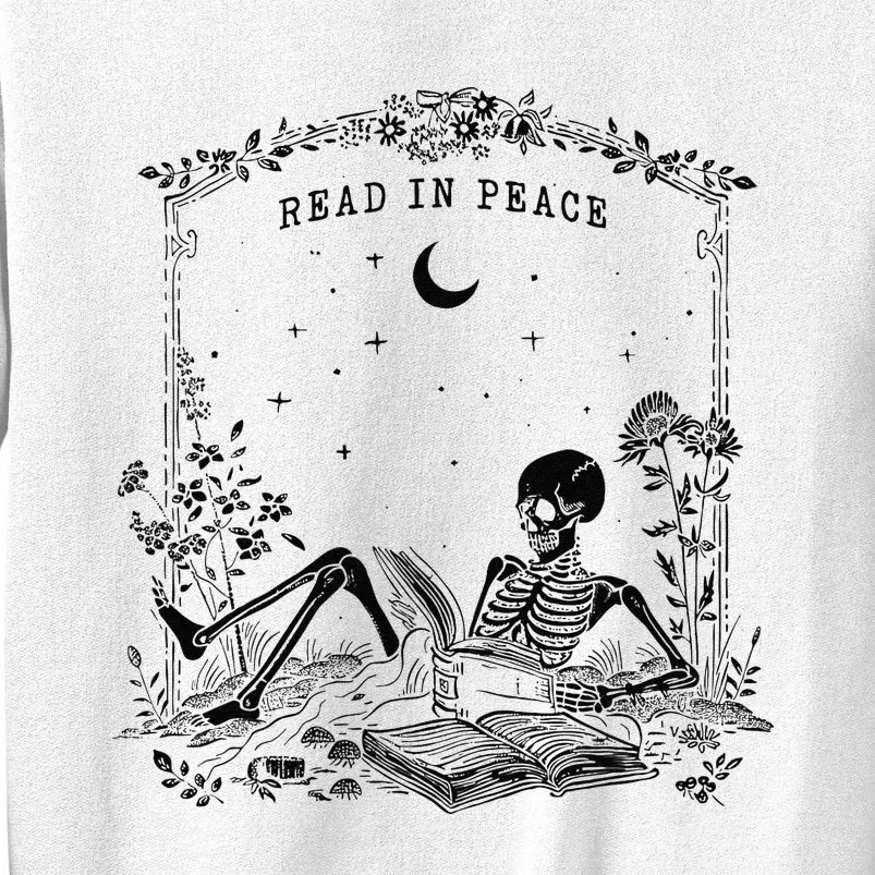 Read In Peace Skeleton Reading Book Halloween Bookish Sweatshirt