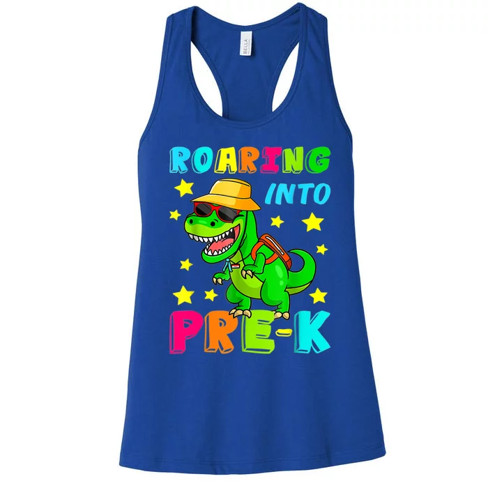 Roaring Into Preschool Dinosaur Back To School Cool Gift Women's Racerback Tank