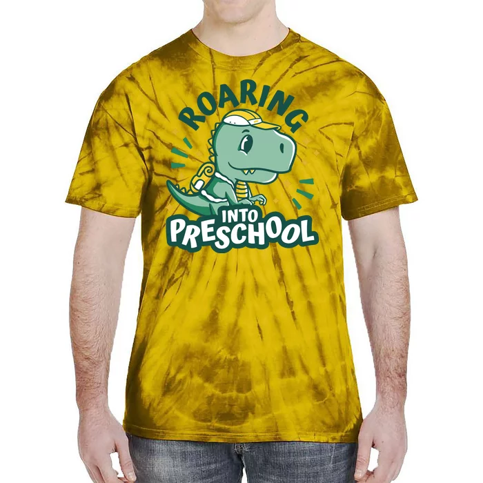 Roaring Into Preschool Dinosaur Tie-Dye T-Shirt