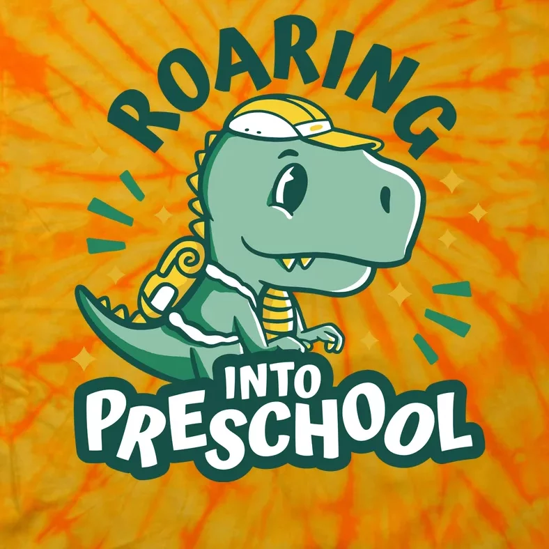 Roaring Into Preschool Dinosaur Tie-Dye T-Shirt