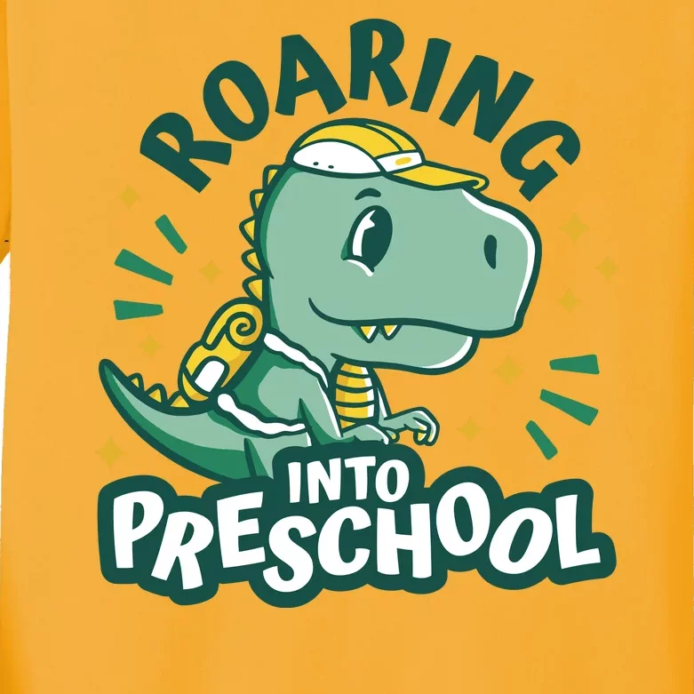 Roaring Into Preschool Dinosaur Kids Long Sleeve Shirt