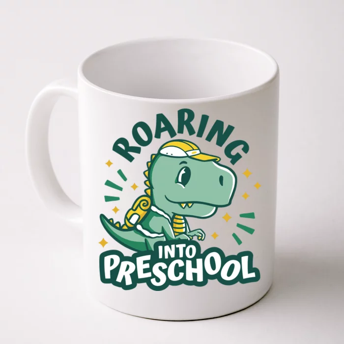 Roaring Into Preschool Dinosaur Front & Back Coffee Mug