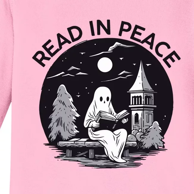 Read In Peace Halloween Booklover  Halloween Librarian Baby Long Sleeve Bodysuit