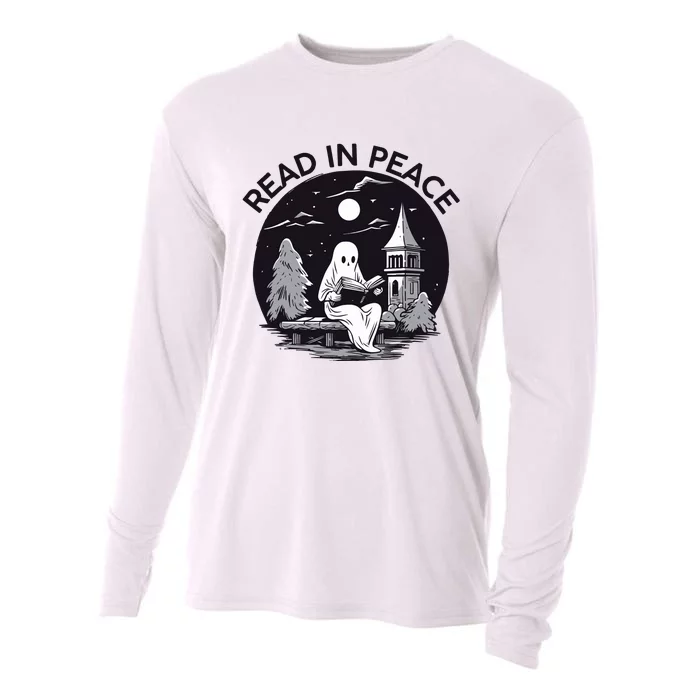 Read In Peace Halloween Booklover  Halloween Librarian Cooling Performance Long Sleeve Crew