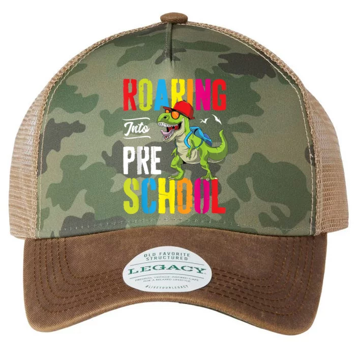 Roaring Into Preschool Dinosaur Teacher Pre K Back To School Legacy Tie Dye Trucker Hat