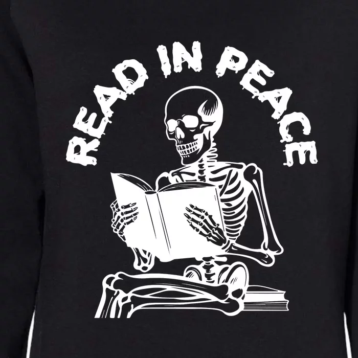 Read In Peace Halloween Skeleton Reads Book Womens California Wash Sweatshirt