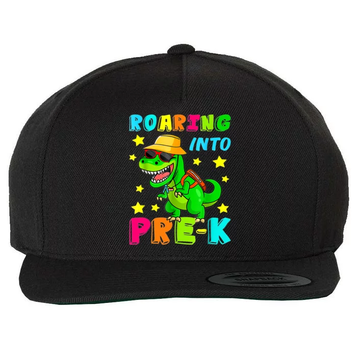 Roaring Into Preschool Dinosaur Back To School Gift Wool Snapback Cap