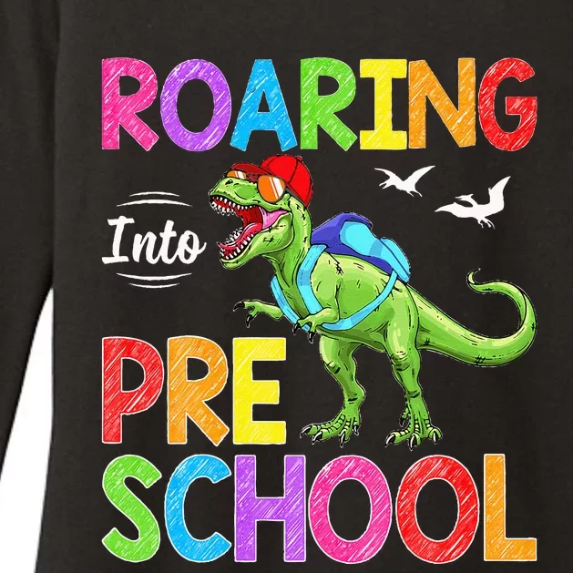 Roaring Into Preschool Dinosaur Teacher Pre K Back To School Womens CVC Long Sleeve Shirt