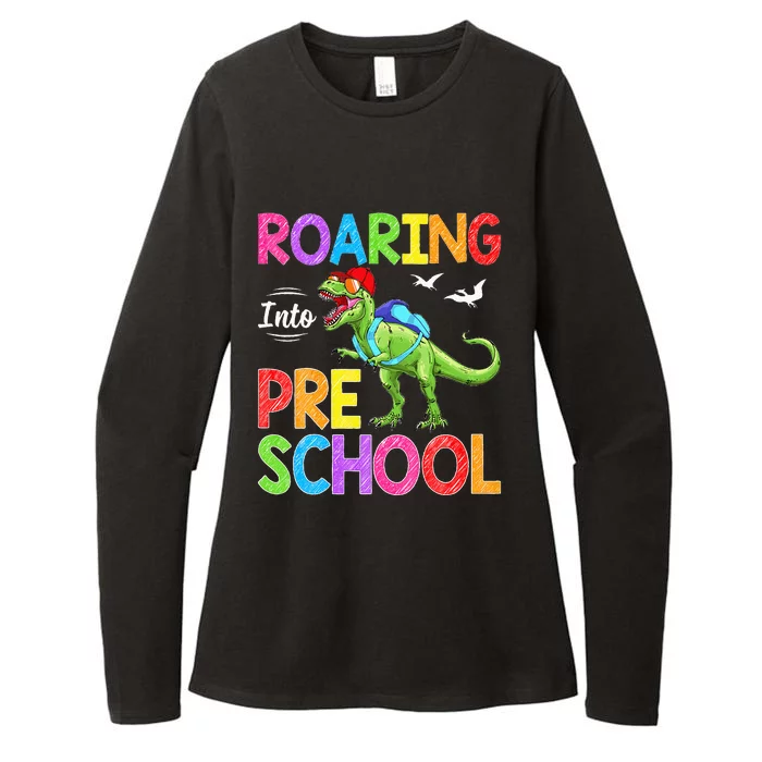 Roaring Into Preschool Dinosaur Teacher Pre K Back To School Womens CVC Long Sleeve Shirt