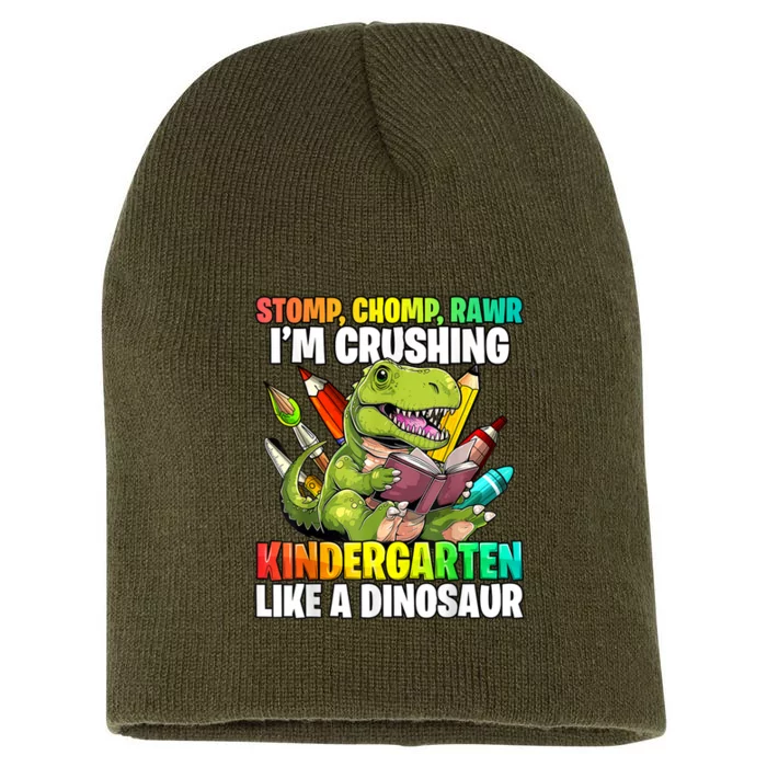 Roaring Into Preschool Dinosaur First School Day School Dino Short Acrylic Beanie