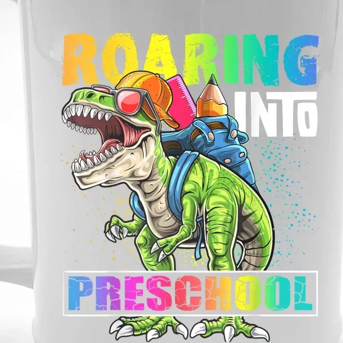 Roaring Into Preschool Dinosaur Backpack Back To School Boy Front & Back Beer Stein