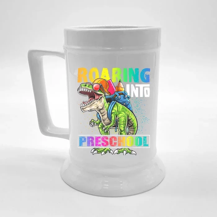 Roaring Into Preschool Dinosaur Backpack Back To School Boy Front & Back Beer Stein