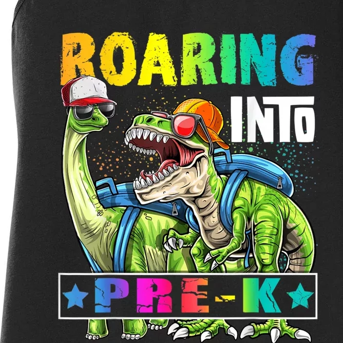 Roaring Into PreK Dinosaur Backpack Back To School Boy Women's Racerback Tank