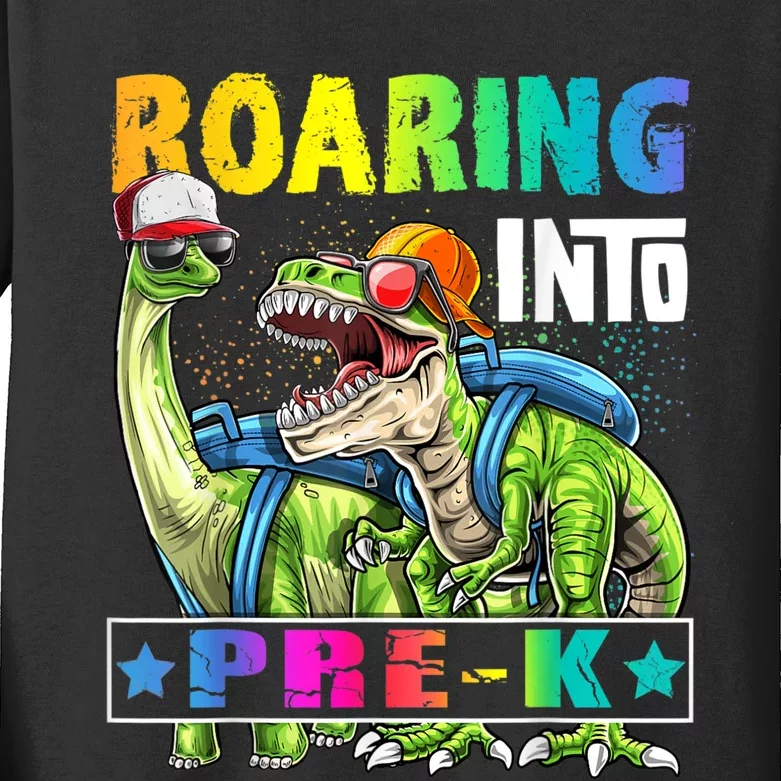 Roaring Into PreK Dinosaur Backpack Back To School Boy Kids Long Sleeve Shirt