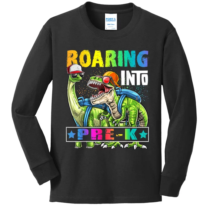 Roaring Into PreK Dinosaur Backpack Back To School Boy Kids Long Sleeve Shirt