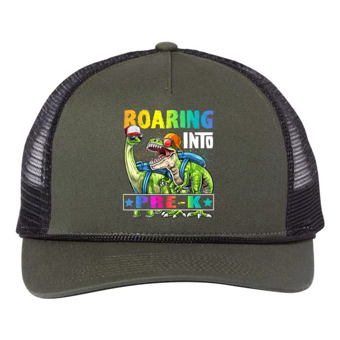 Roaring Into PreK Dinosaur Backpack Back To School Boy Retro Rope Trucker Hat Cap