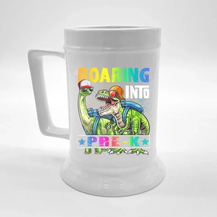 Roaring Into PreK Dinosaur Backpack Back To School Boy Front & Back Beer Stein