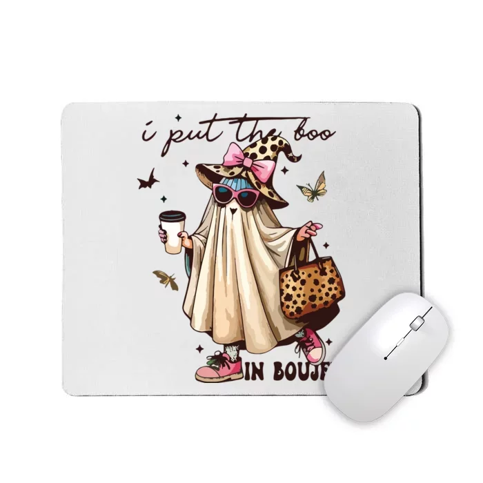 Retro I Put The Boo In Boujee Ghost Halloween Leopard Coffee Premium Mousepad