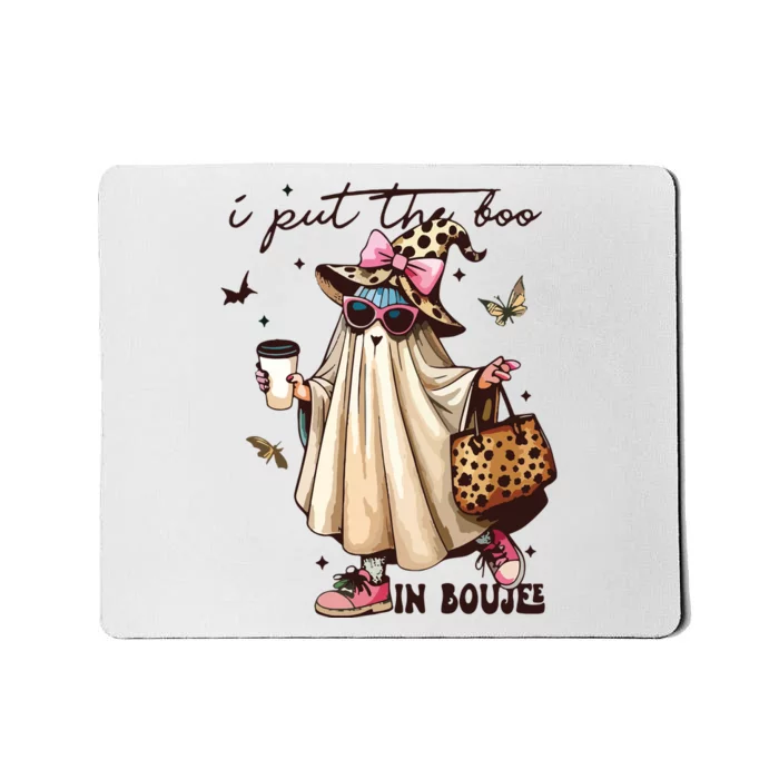 Retro I Put The Boo In Boujee Ghost Halloween Leopard Coffee Premium Mousepad