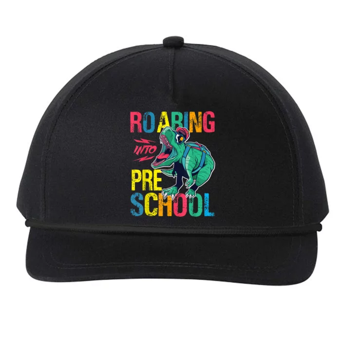 Roaring Into Preschool Dinosaur First School Day School Dino Snapback Five-Panel Rope Hat